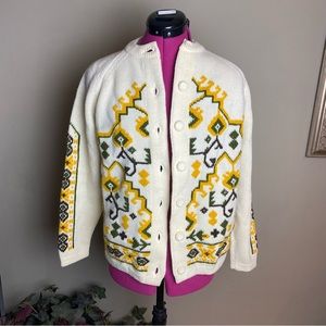 VTG Ivory Ornate Button Up Cardigan